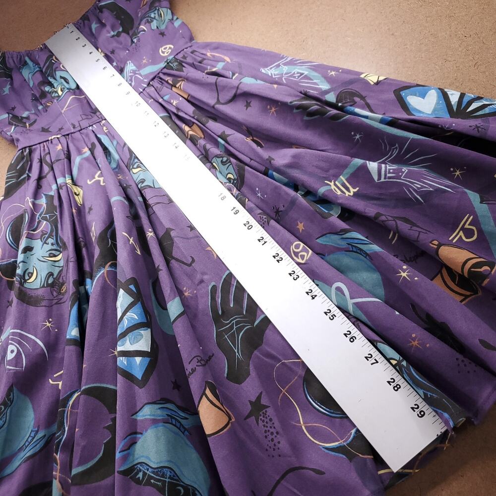 Pinup Couture Fortune Teller Off-Shoulder Fit & Flare Dress XS Purple Pockets - Picture 6 of 8